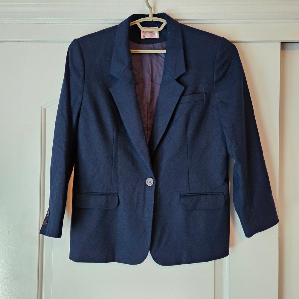 Vintage Pendleton Blazer Large Navy‎ Blue Virgin Wool Office Career Old Money